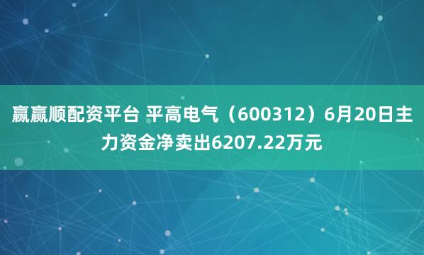 赢赢顺配资平台 平高电气（600312）6月20日主力资金净卖出6207.22万元