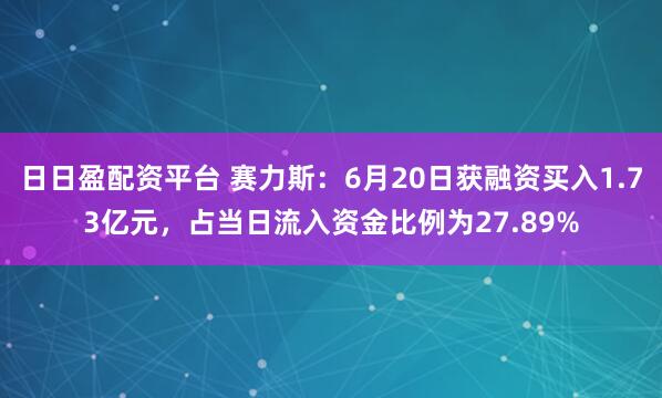 日日盈配资平台 赛力斯：6月20日获融资买入1.73亿元，占当日流入资金比例为27.89%