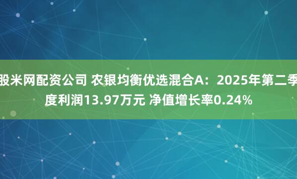 股米网配资公司 农银均衡优选混合A：2025年第二季度利润13.97万元 净值增长率0.24%