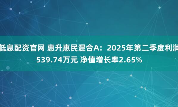 低息配资官网 惠升惠民混合A：2025年第二季度利润539.74万元 净值增长率2.65%